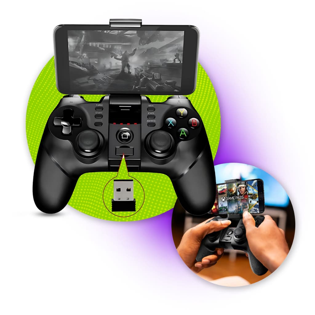 Controle Original Gamer Ipega PG-9076 Bluetooth 2.4G Wireless Joystick para PC Android Celular Smart TV PS3 com Suporte