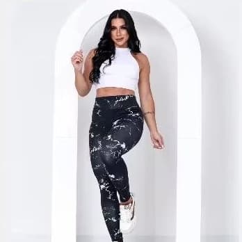 Calça Legging Feminina Tie Dye Marmorizada com Cintura Alta Suplex