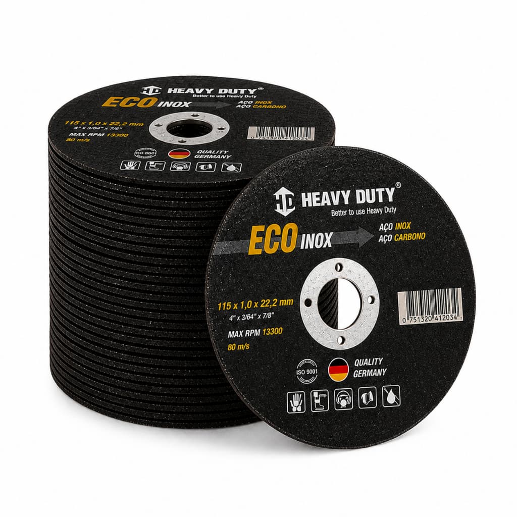 Disco de Corte kit 20 unidades Heavy Duty 115mm 22,23mm  1mm para – Corte de Metal e Aço Inox -Serralheiro