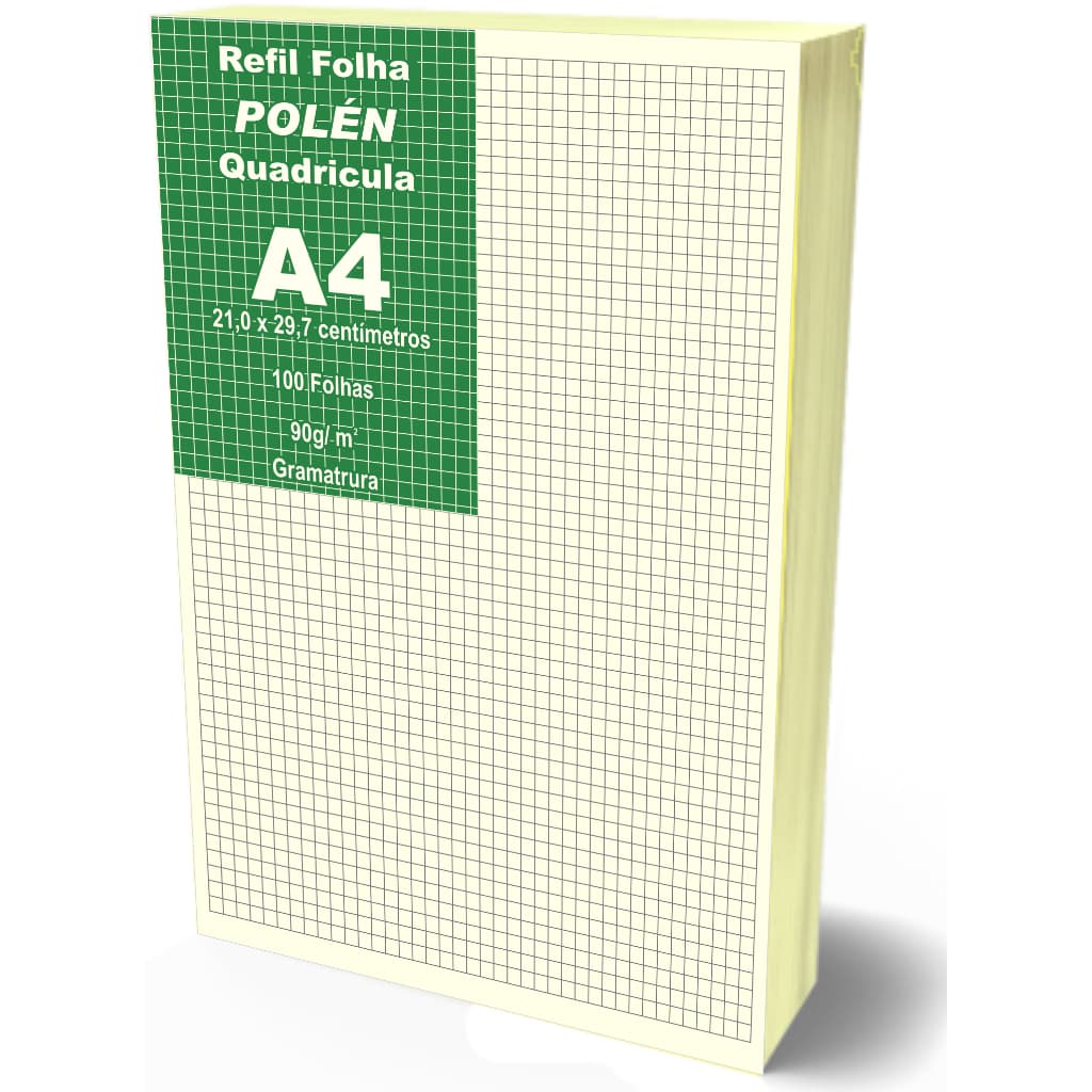 Papel A4 Offset Polen 90g Quadriculado 100 Folhas