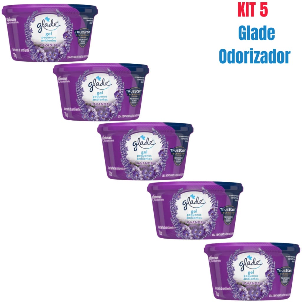 Kit 5 - Glade Odorizador de Ambiente em Gel Lavanda 70g Para Pequenos Ambientes
