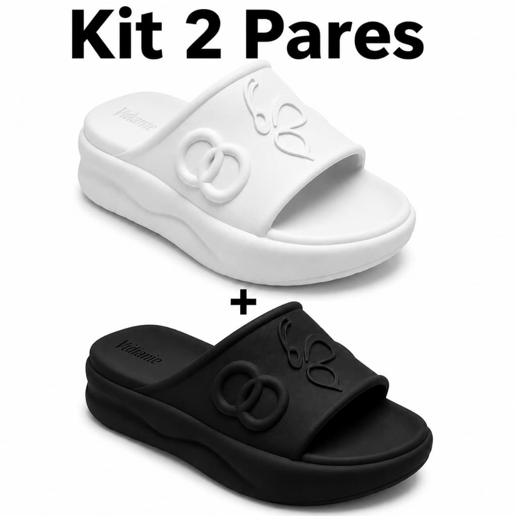 Kit 2 Pares Chinelo Plataforma Feminino Nuvem Confortável