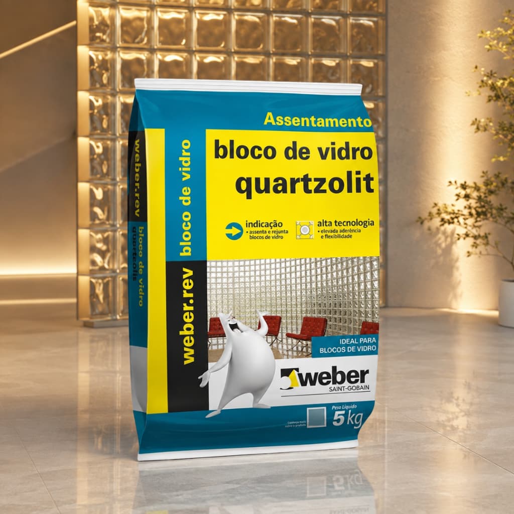 Argamassa Bloco de Vidro Quartzolit Weber 5kg Assentamento Rejunte Alta Aderência Flexível