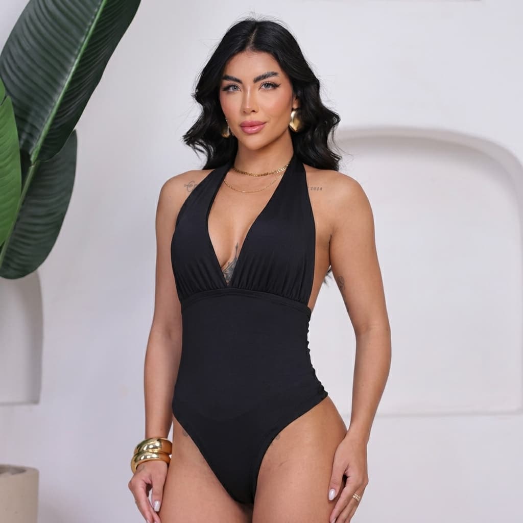 Body Feminino Liso Suplex Premium Modela o Corpo 36 ao 42 Frente Única costas abertas
