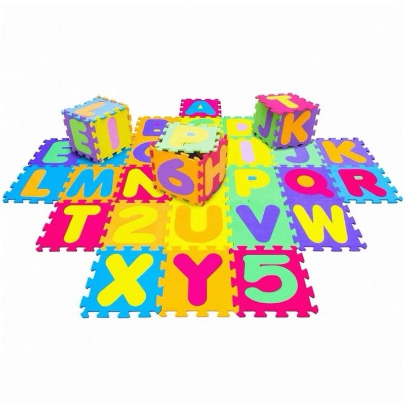 Tapete EVA Infantil Letras e Números 36 Placas Educativo Colorido Encaixável Tapete Letras A-Z e Números 0-9, 28cm