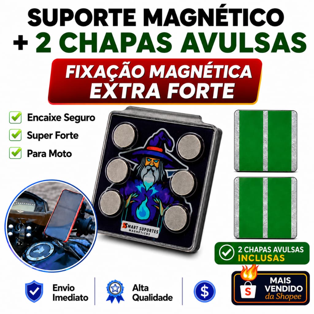 Suporte Para Motos com Imãs + Chapa Avulsa Extra