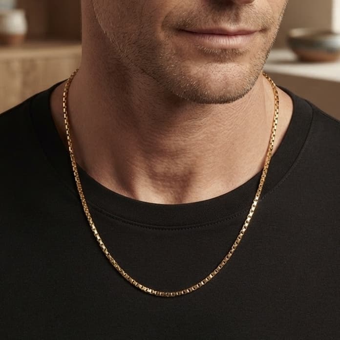 Colar Corrente Masculina Banhada a Ouro 18k Estilo Luxo, Ajustável, Fecho Seguro, Ideal para Presente, Uso Diario
