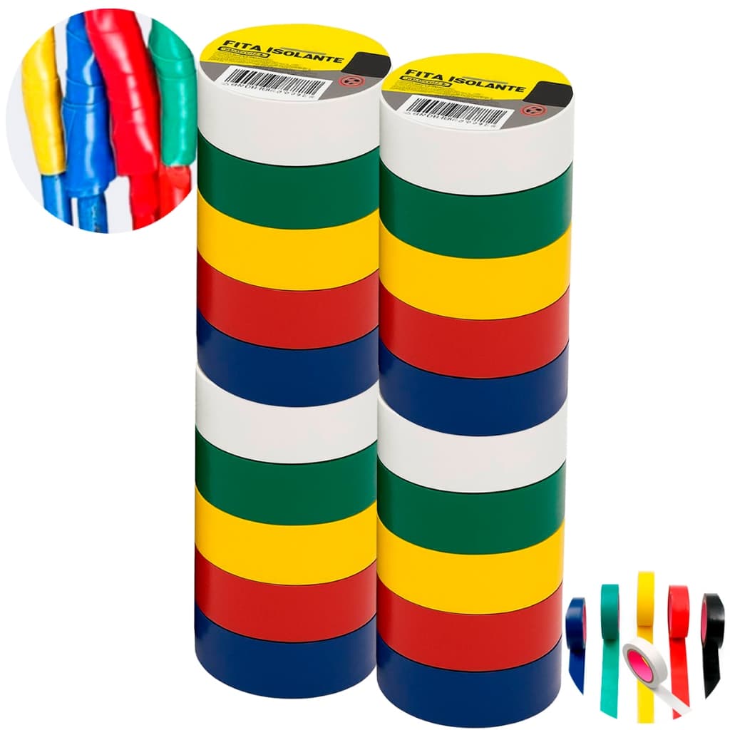 Kit Fita Isolante Anti Chamas Coloridas unidades 9m x 18mm Profissional