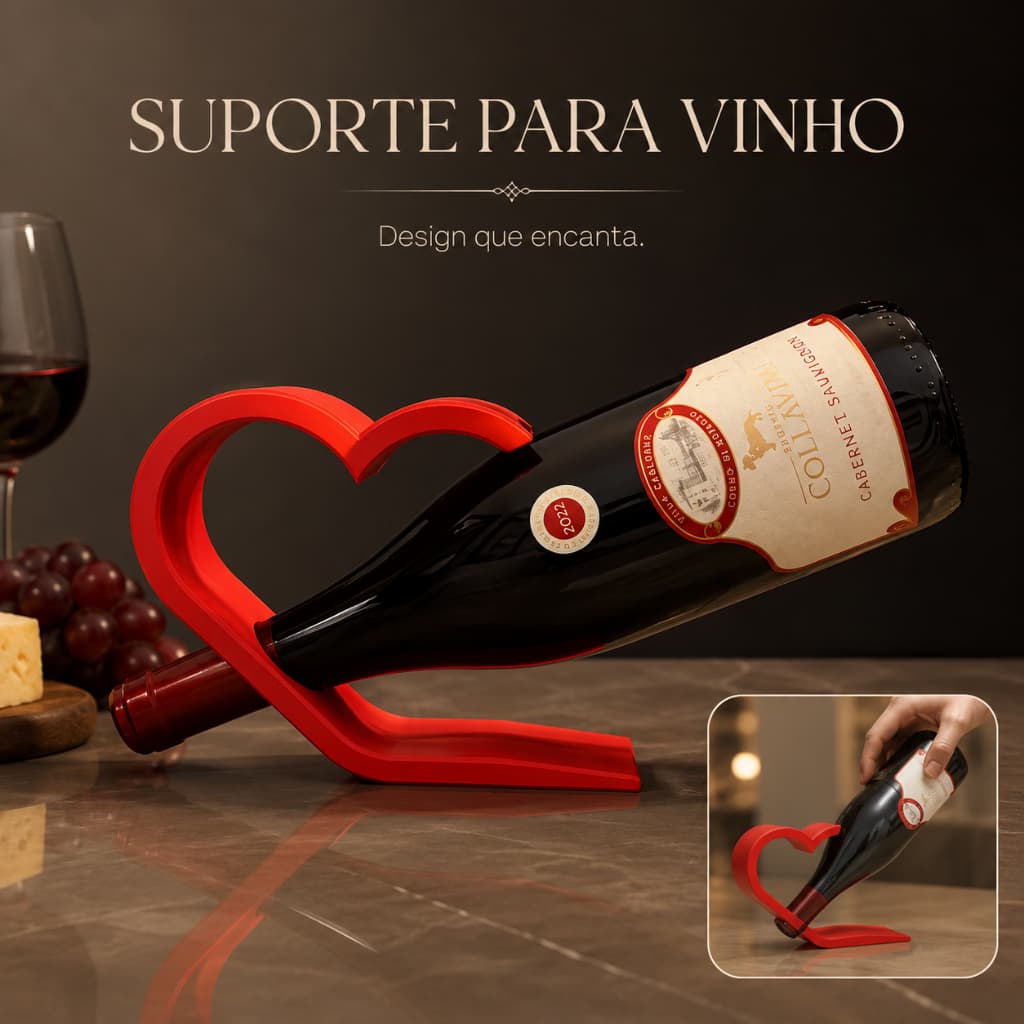 Suporte para Porta Garrafa De Vinho Apoio Coração Decoração Jantar Date Presente Romântico Elegante