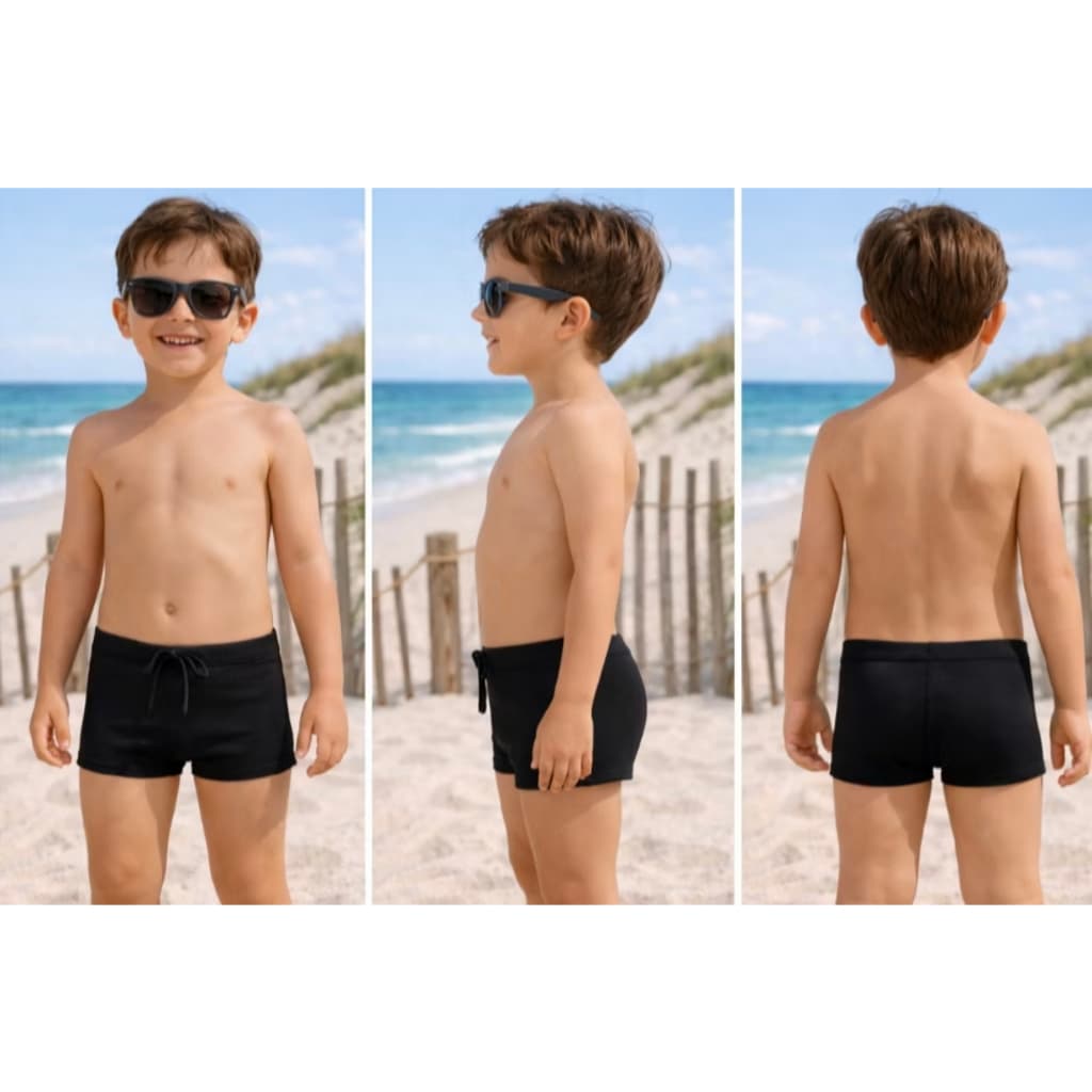 1 Sunga moda praia natação infantil juvenil 2 a 16 anos boxer proteção uv 50+ preta coloridas cordão ajustave dinossauro