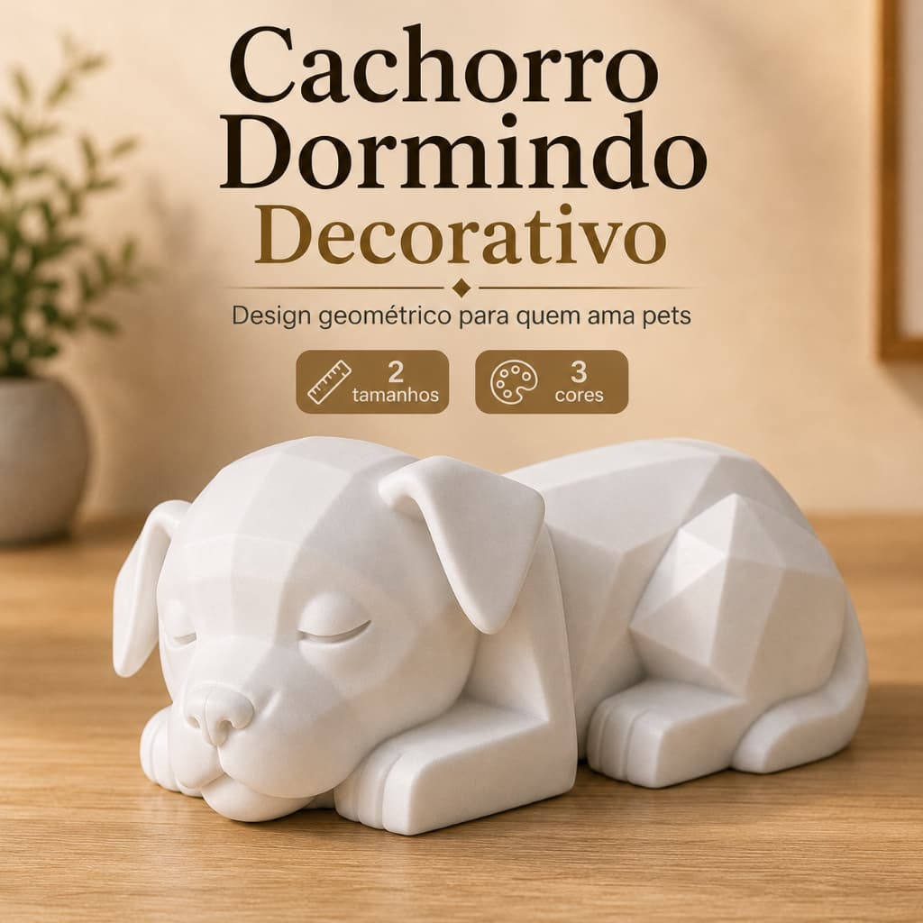 Escultura Cachorro Dormindo Geométrica Minimalista Decoração Sala Estante Presente Pet