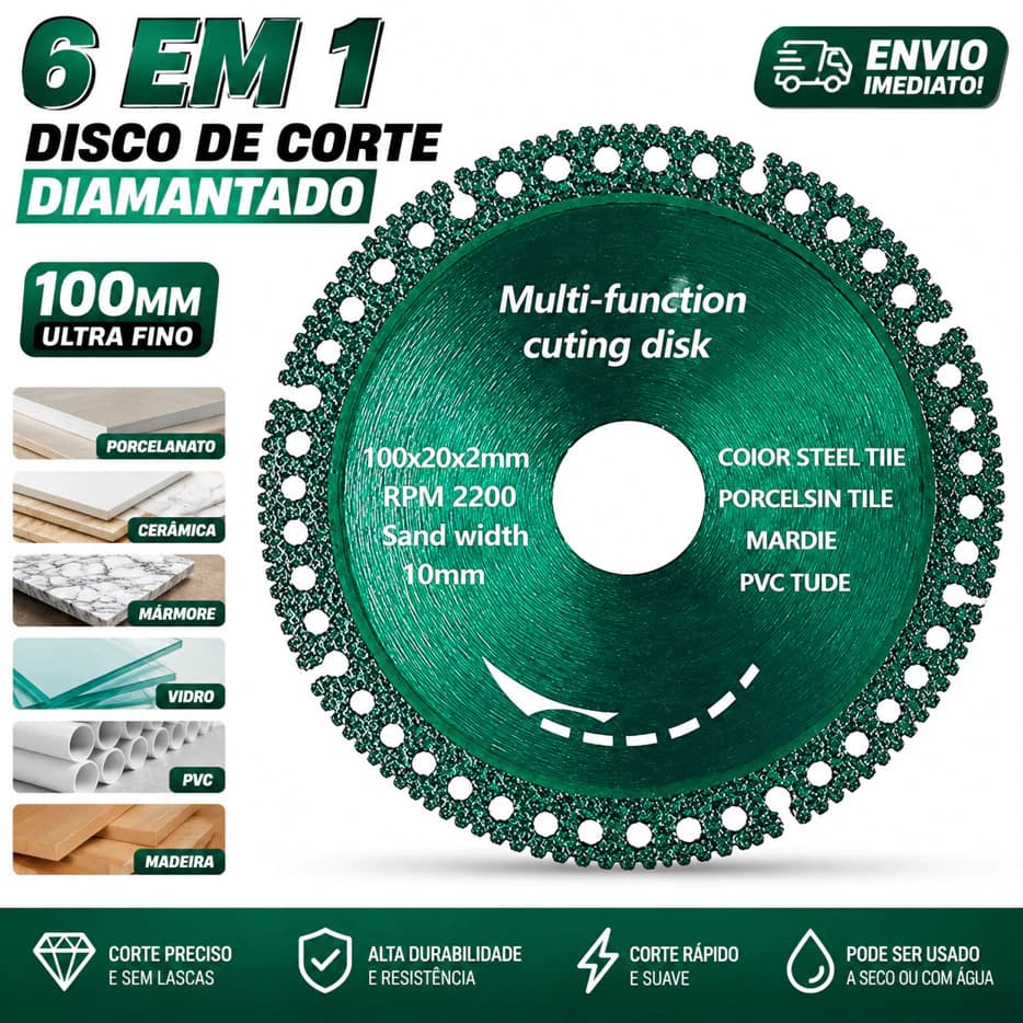 Disco de Corte Ferro e Diamante Resistente para Trabalhos Gerais