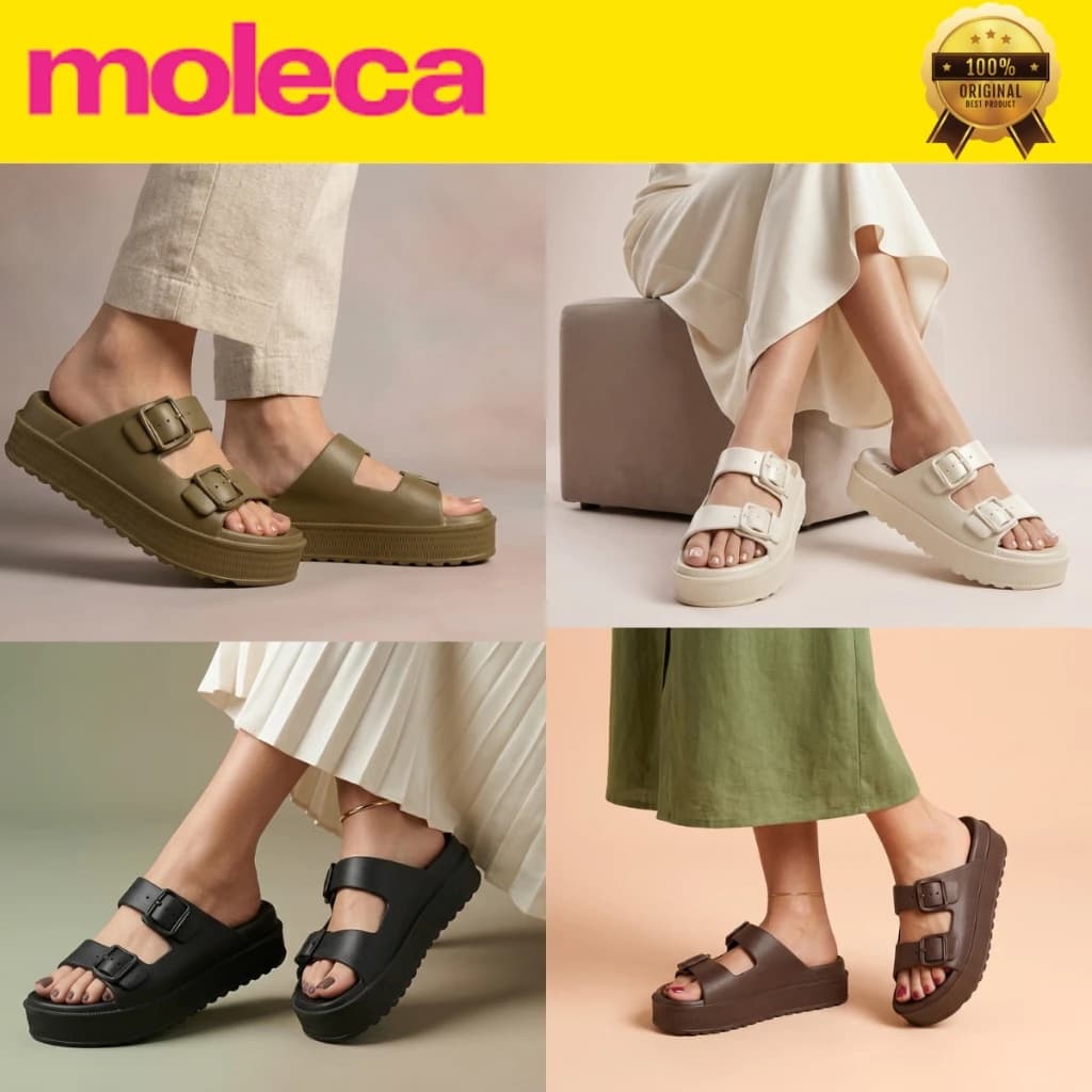 Sandália Moleca Feminina Papete Birken Fivela Ajustável Chinelo Flatforme Nuvem Confortável Original