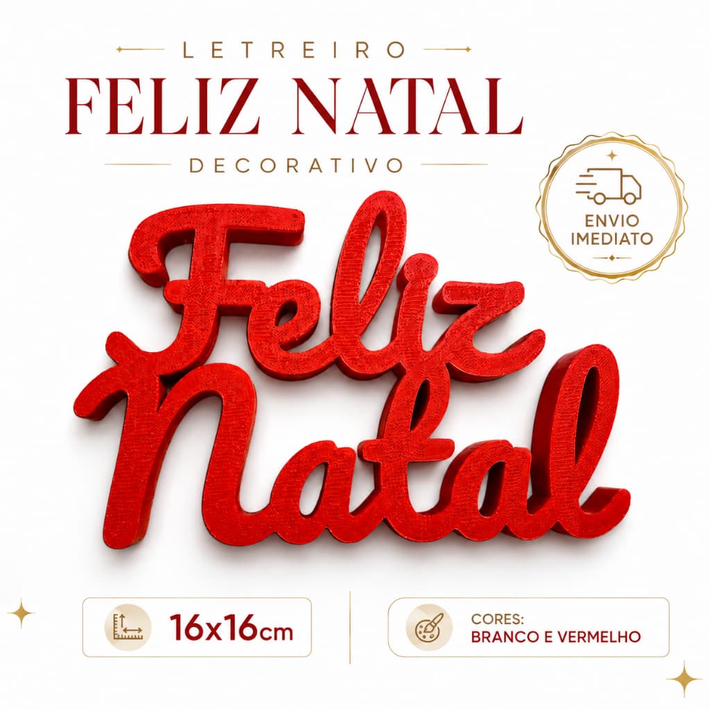 Letreiro Feliz Natal Decorativo De Mesa Nichos Prateleira Enfeite Sala Ceia 16x16cm Envio Imediato