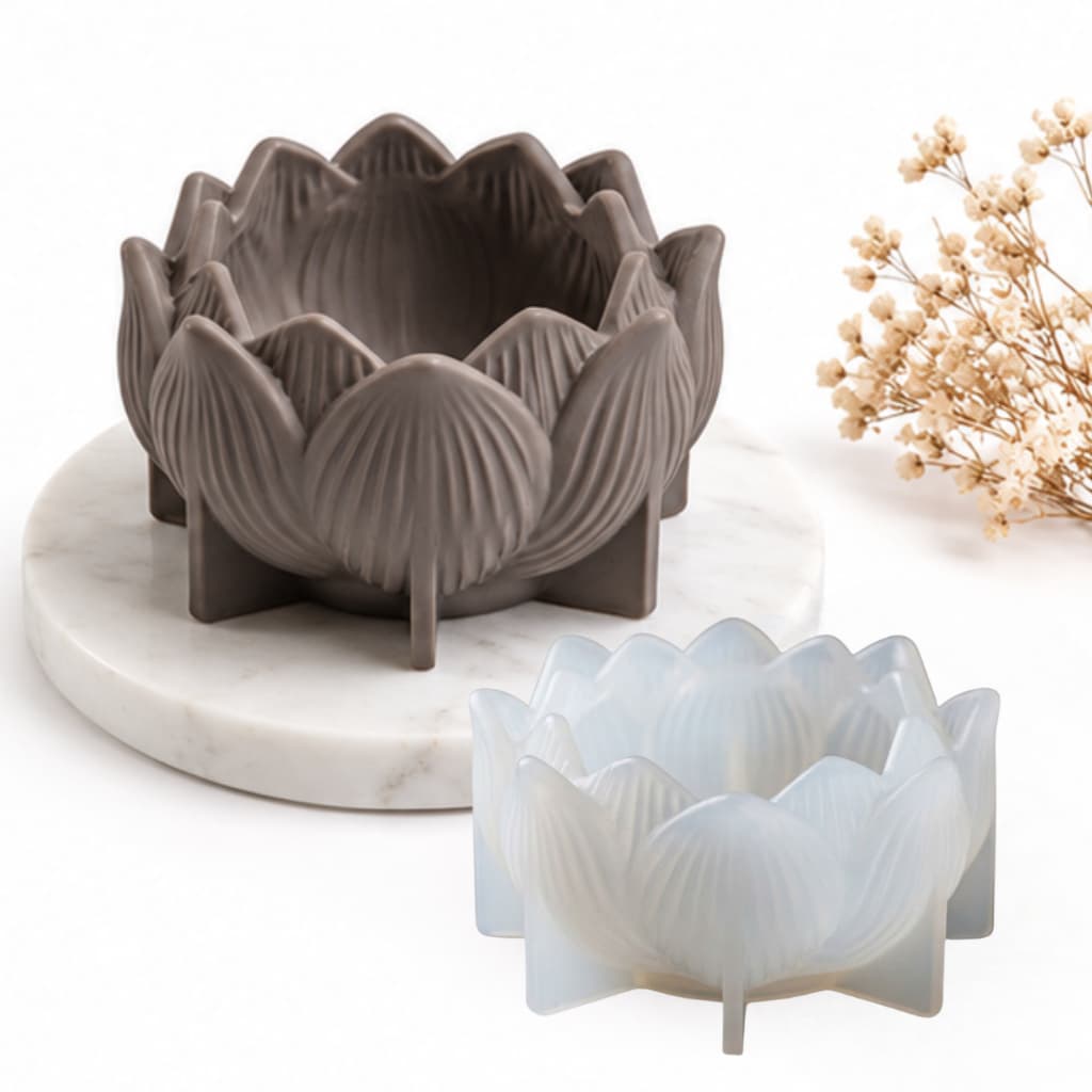 Molde Flor de Lótus em Silicone para Fazer Velas Sabonetes Lembrancinhas Resina Gesso Artesanato