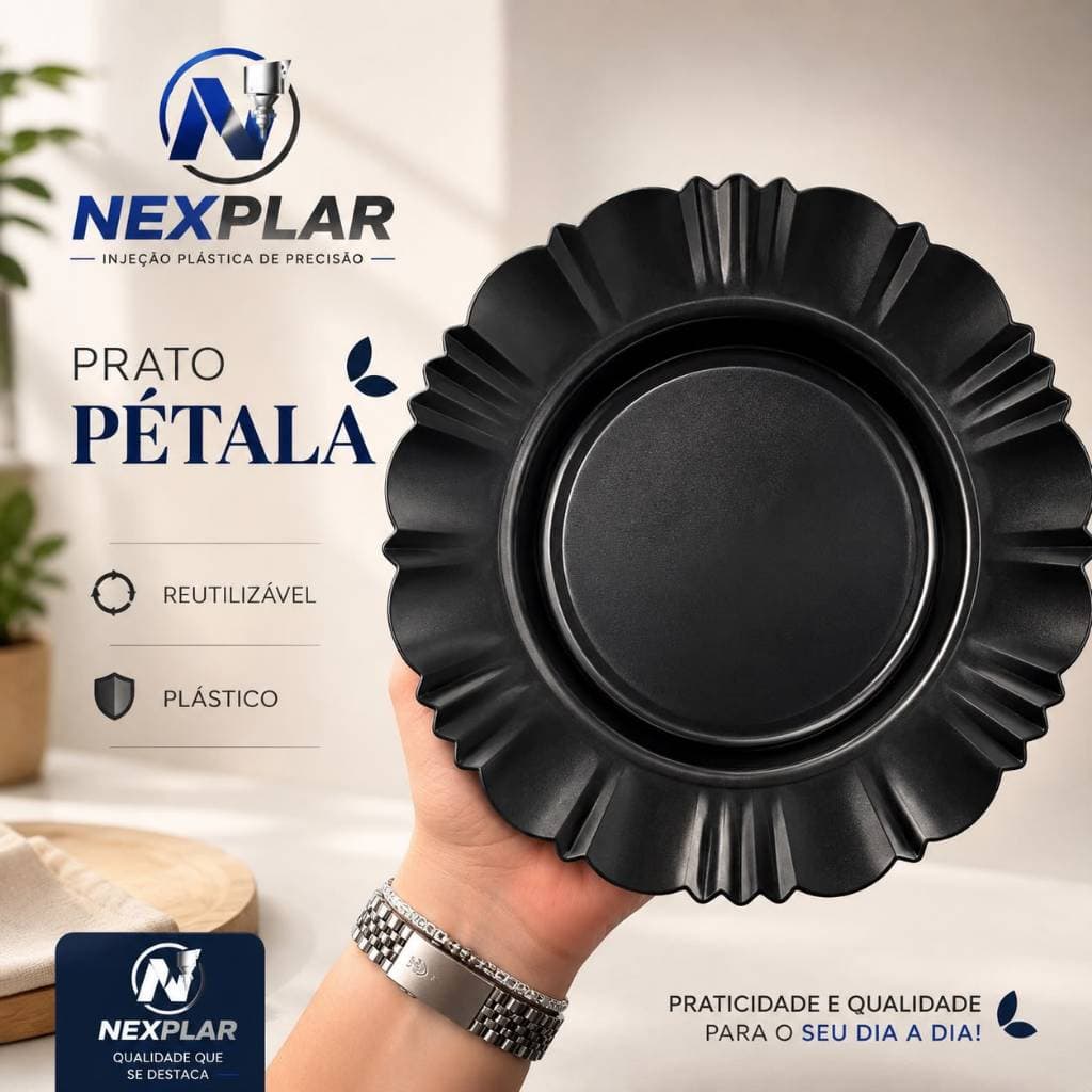 KIT 30 PRATOS PLÁSTICOS PRETO REUTILIZÁVEL RESISTENTE REFEIÇÃO LANCHE REDONDO FUNDO ALMOÇO MERENDA BUFFET