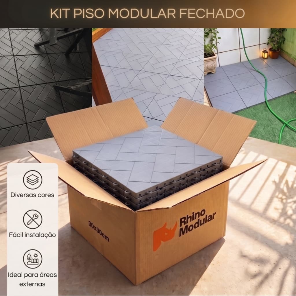 Kit Piso Modular Fechado De Plástico Encaixe Rápido 30x30 Urban Área Externa Cantinho Espaço Pet Canil Chuva Jardim 30cm
