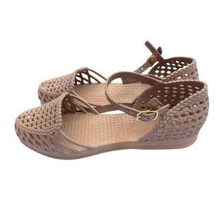 Sapatilha Feminina Com Fivela Bege- Sapatilha Rasteirinha De FABRICA