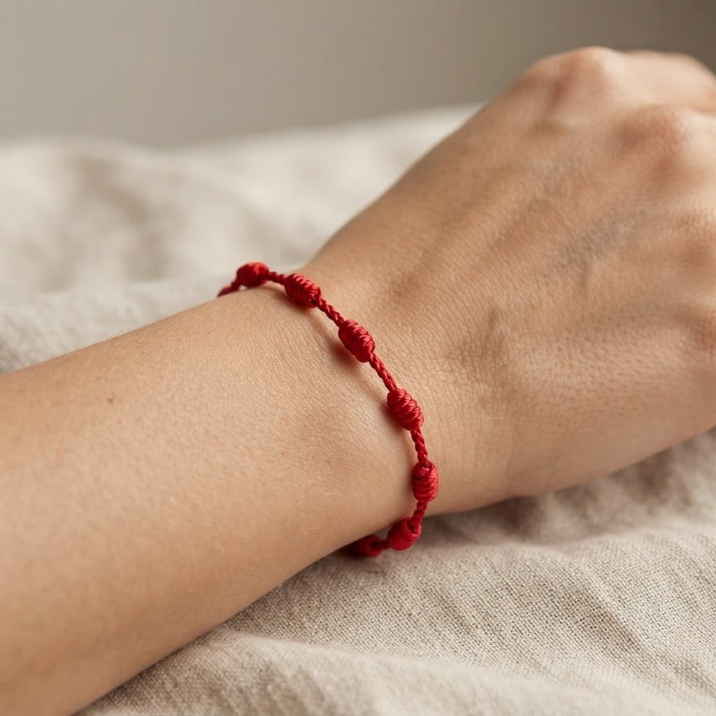 Pulseira Fita Vermelha Kabbalah Original 7 Nós - Amuleto Proteção e Sorte Unissex