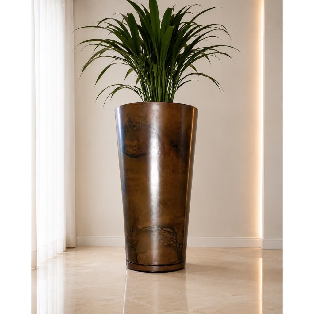 Vaso Cone Liso Premium Nº 4 em Polietileno com Prato Coletor – Vaso para Plantas e Decoração