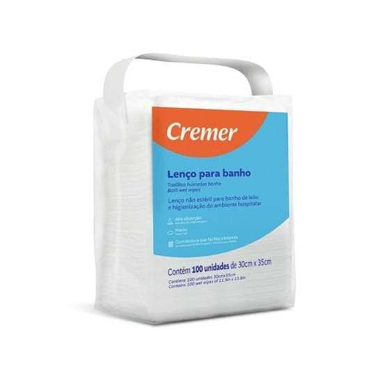 Lenço Para Banho C/100un Cremer Banho Leito Hospitalar