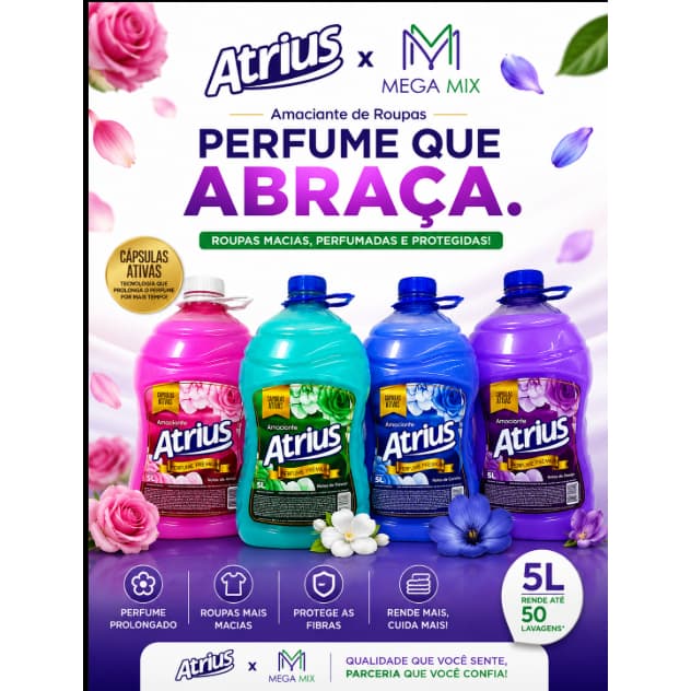 Kit Amaciante Atrius  5 Litros c/2un/3un/4un Para roupas e Hiporalergico