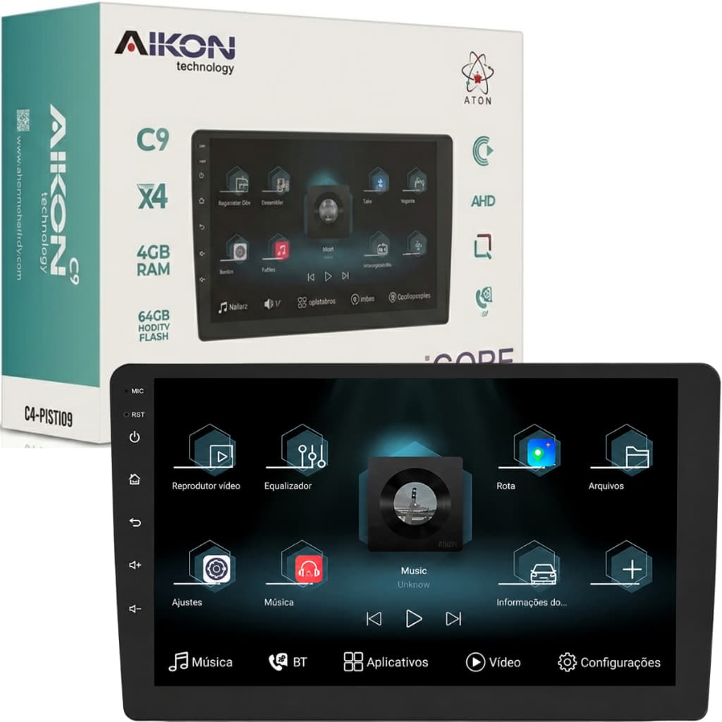 Central Multimídia Aikon 9 Polegadas Universal Carplay 64gb