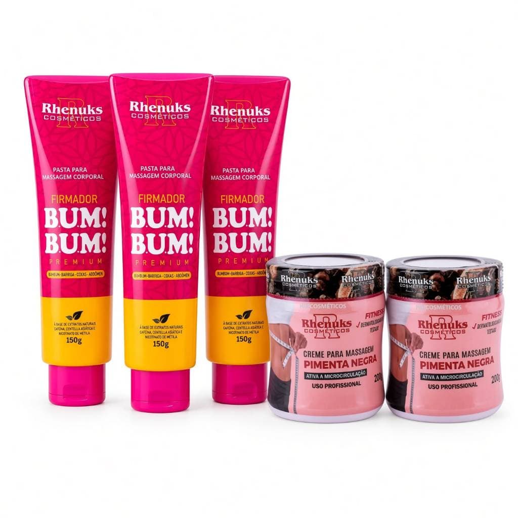 Kit 3und Gel Firmador De Bumbum 150g + 2und Gel Redutor De Medidas Pimenta Negra 200g