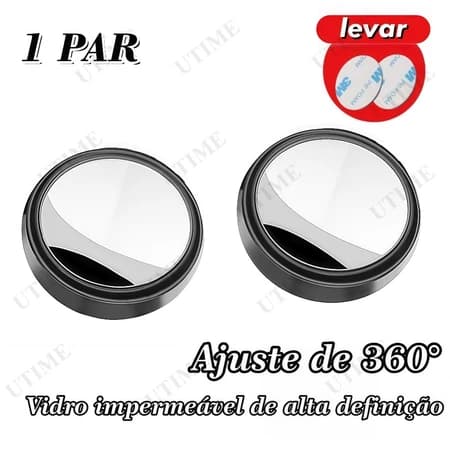 2 Espelho Convexo Auxiliar Universal Olho De Boi Ponto Cego cor preto