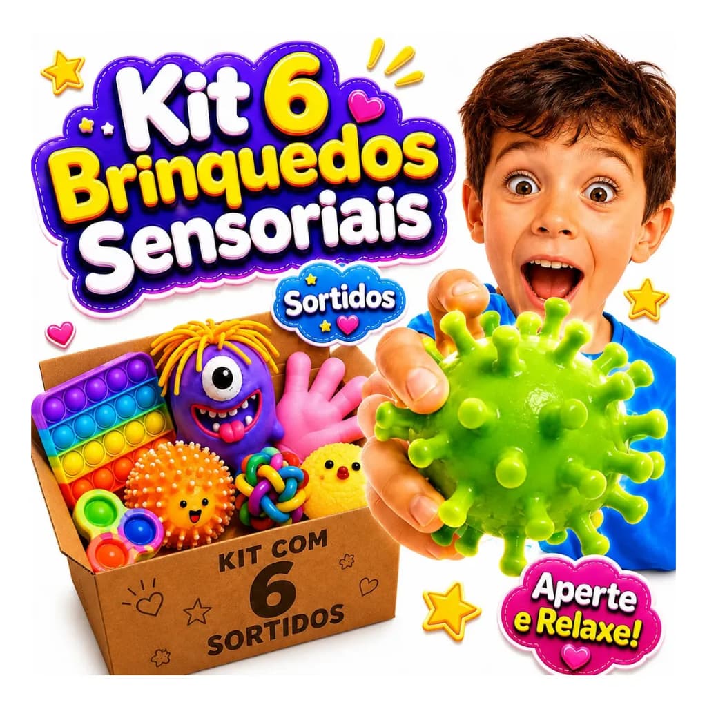 Kit 6 Brinquedos Autista Sensorial Antiestresse Ajuda Relaxa