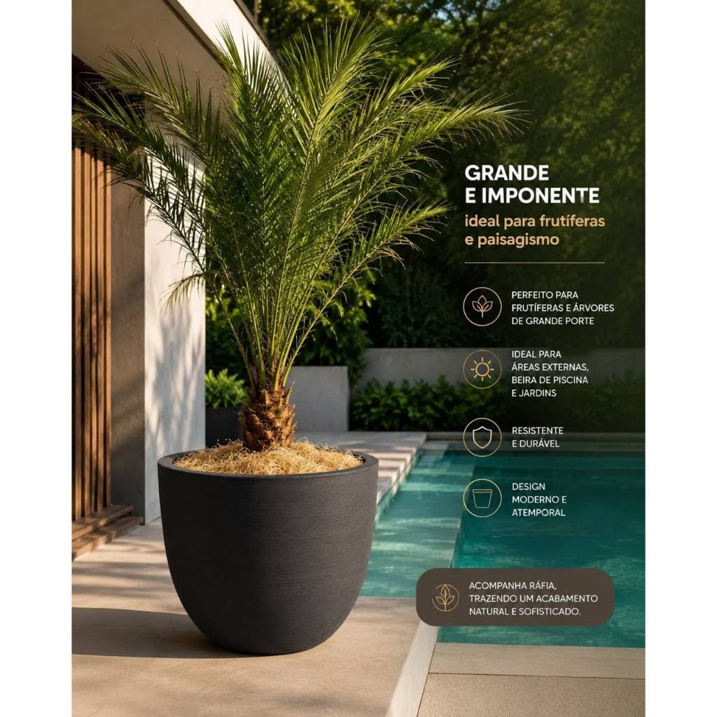 Vaso De Plantas Gigante 64cm para Árvores e Frutíferas 76cm com Prato Coletor | Grande e Estável....