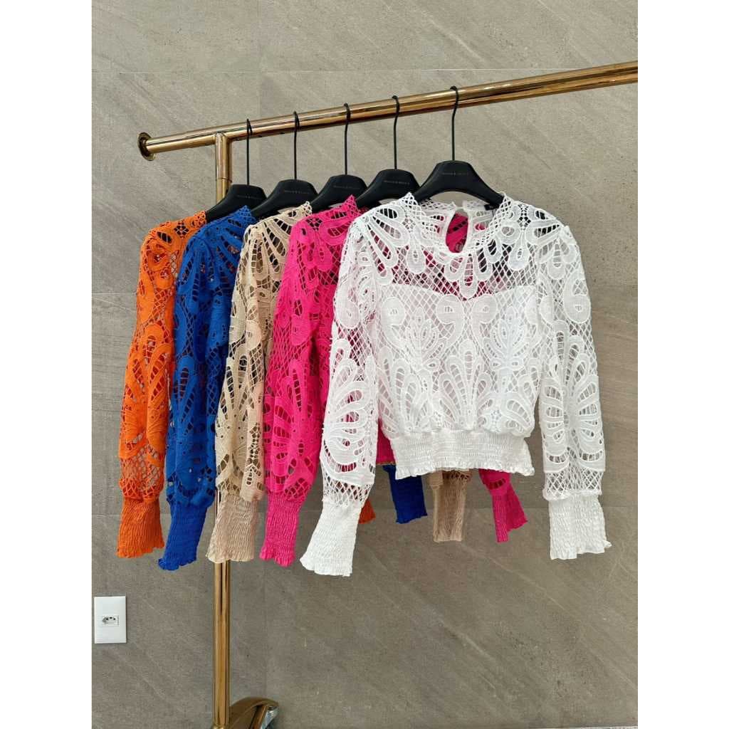 BLUSA FEMININO LESE COM MANGA COR BRANCO TAMANHO M PROMOCAO