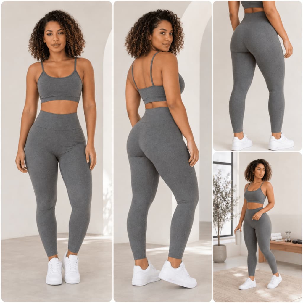 Conjunto 2 Peças Fitness Feminino Top e Calça Legging Para Academia Em Suplex Premium