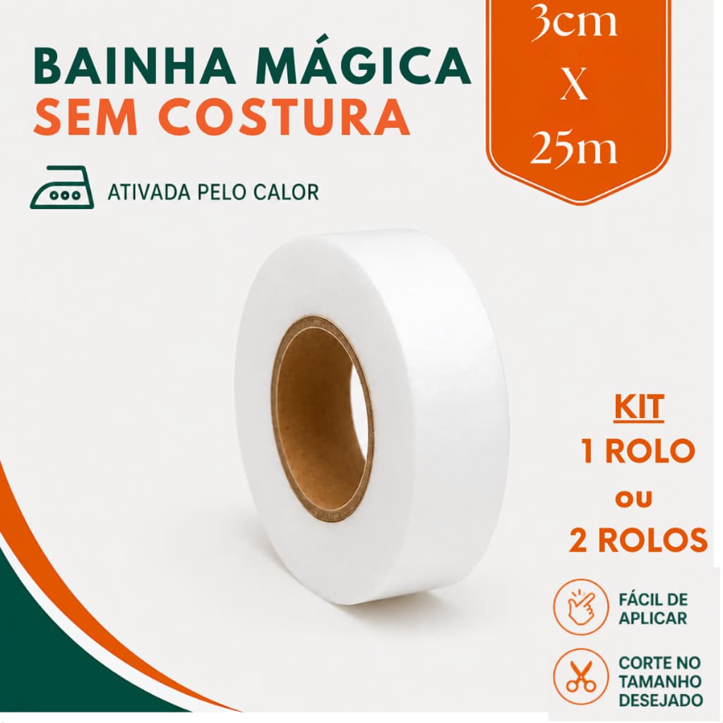 Bainha Mágica 3CM X 25M Instantanea Dupla Face Fita Termocolante Faça Barras de Calças Vestidos Saias Cortinas