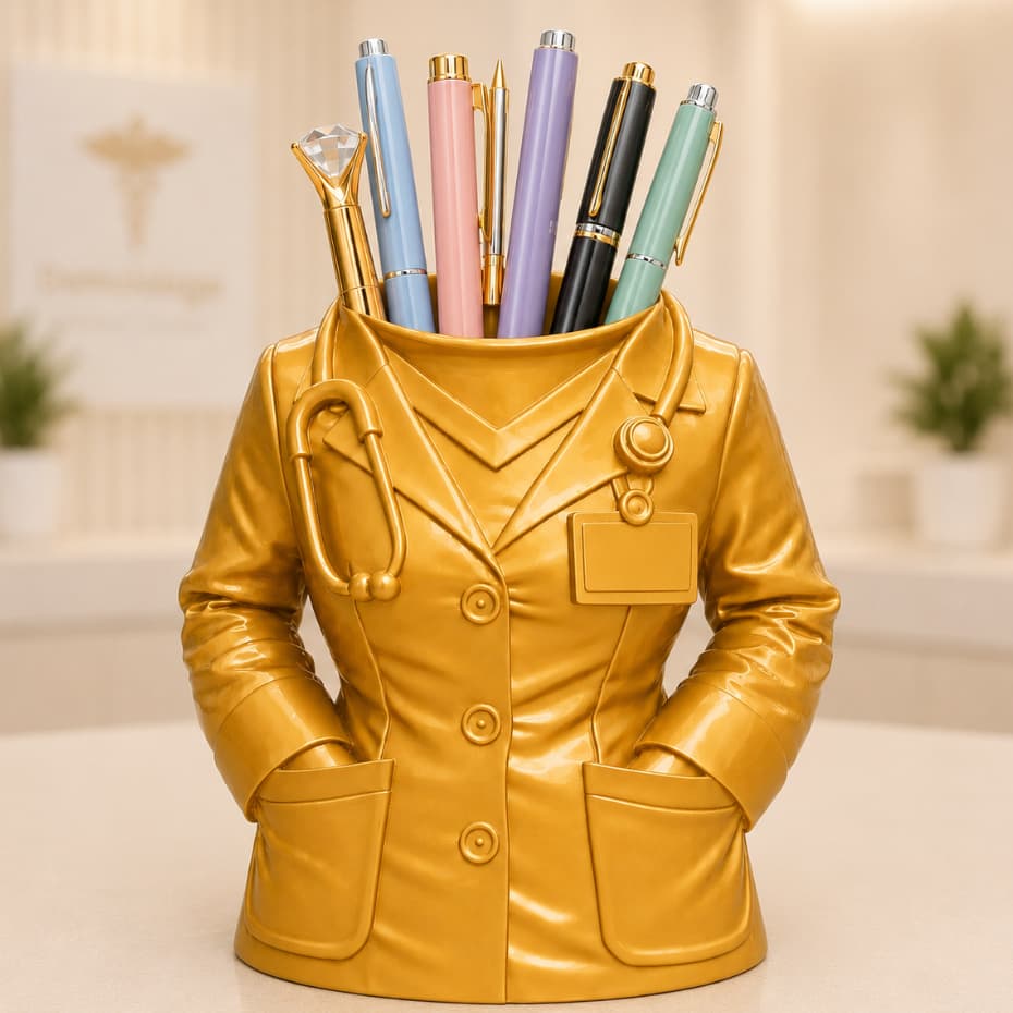 Organizador Decorativo Médica Porta Canetas Porta Lápis Profissão Porta Objetos Mesa Sala Quarto Escritório Presente