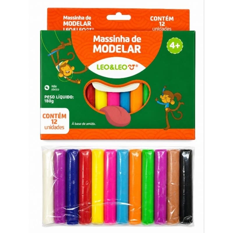 Massinha De Modelar 12 cores NÃO TÓXICA Leo&Leo Para Crianças Brinquedo Criativo