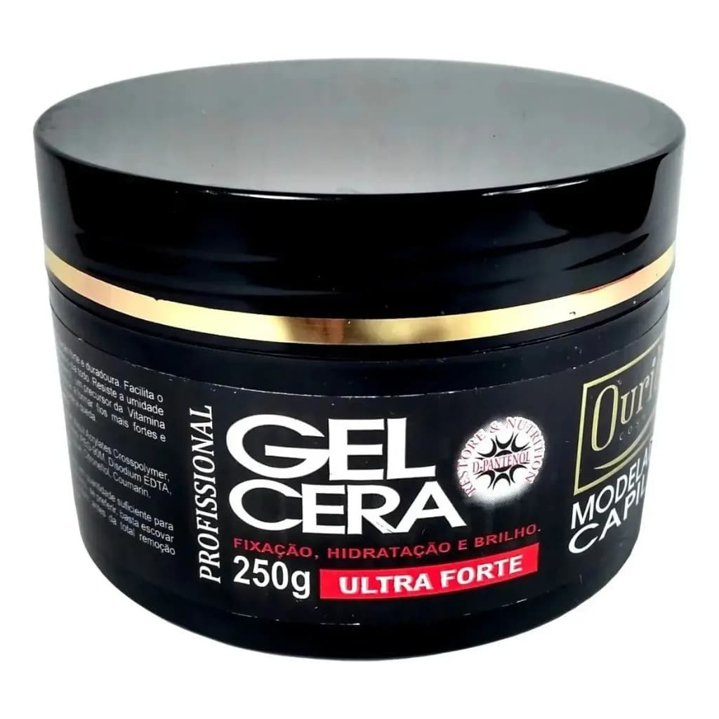 Gel Cera Capilar Ouribel 250g - Hidratação e Fixação Ultra Forte, Com D-Pantenol