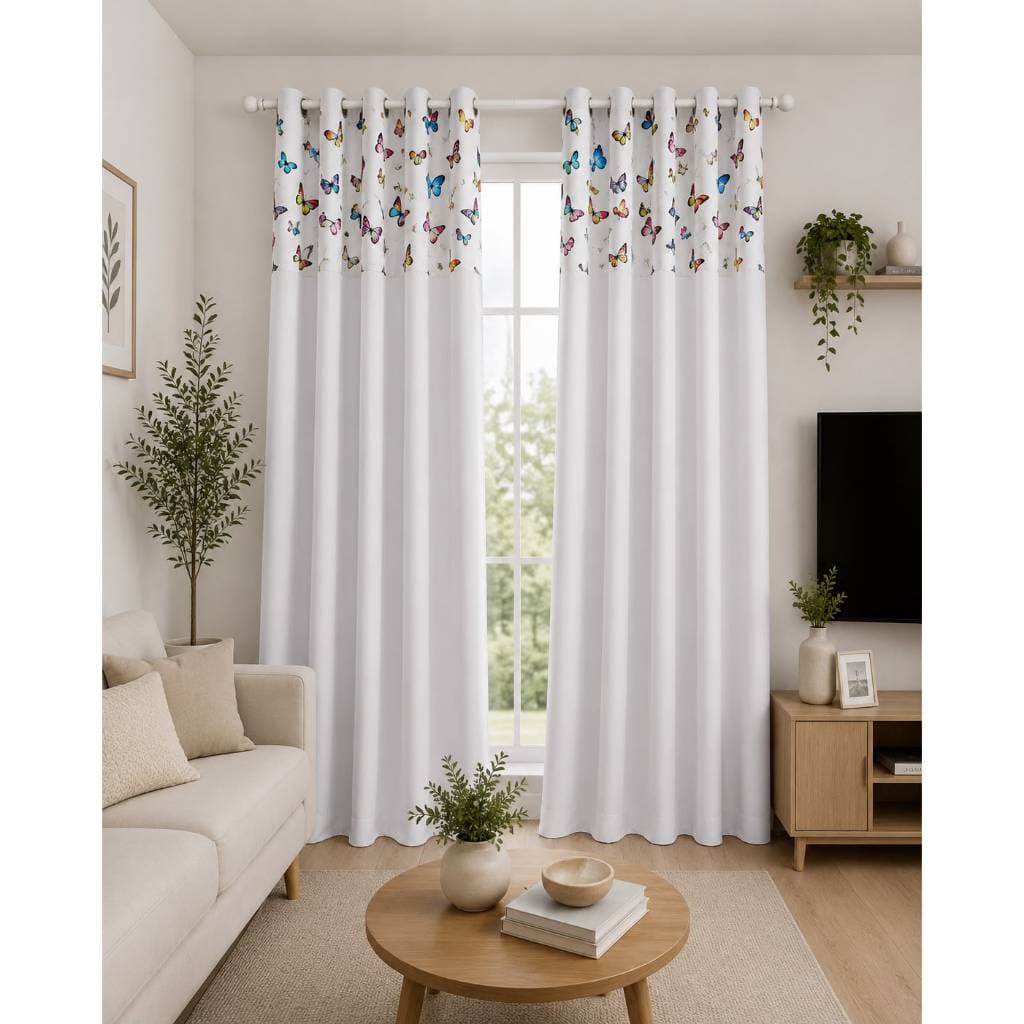 Cortina Decorativa Borboleta 3,00x1,70 Cortina Estampada Cortina Cozinha Sala Quarto Cortina Bando