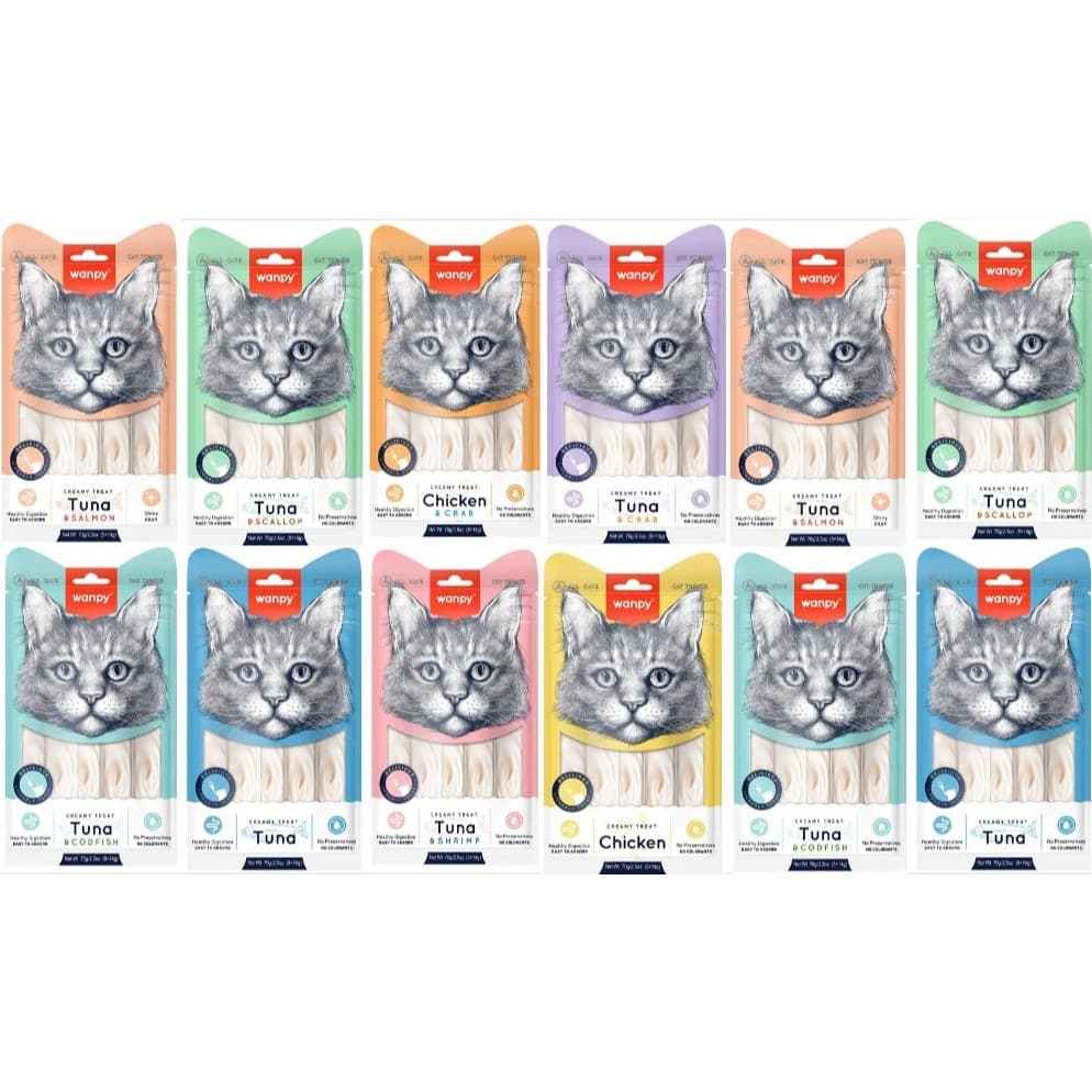 WANPY PETISCO CREMOSO PARA GATOS — 70G | 5 TUBOS