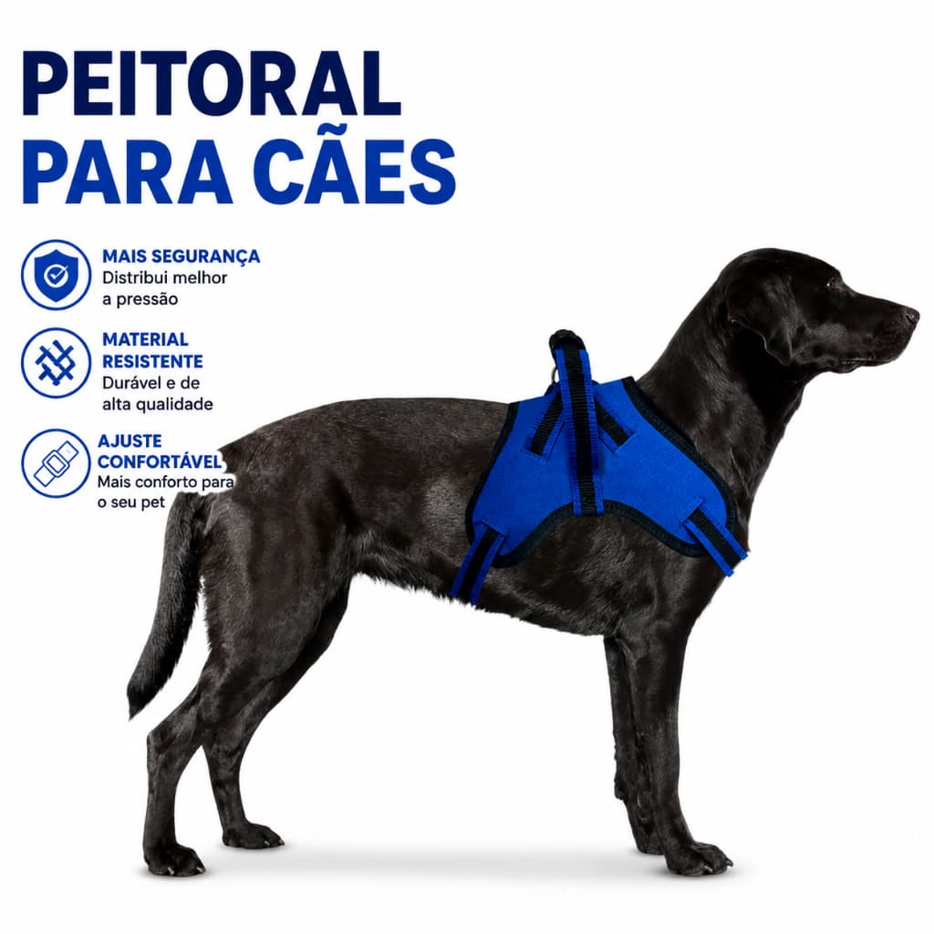 Coleira Peitoral Cachorro Guia Doberman Pitbull Anti Puxao Medio e grande porte sem guia