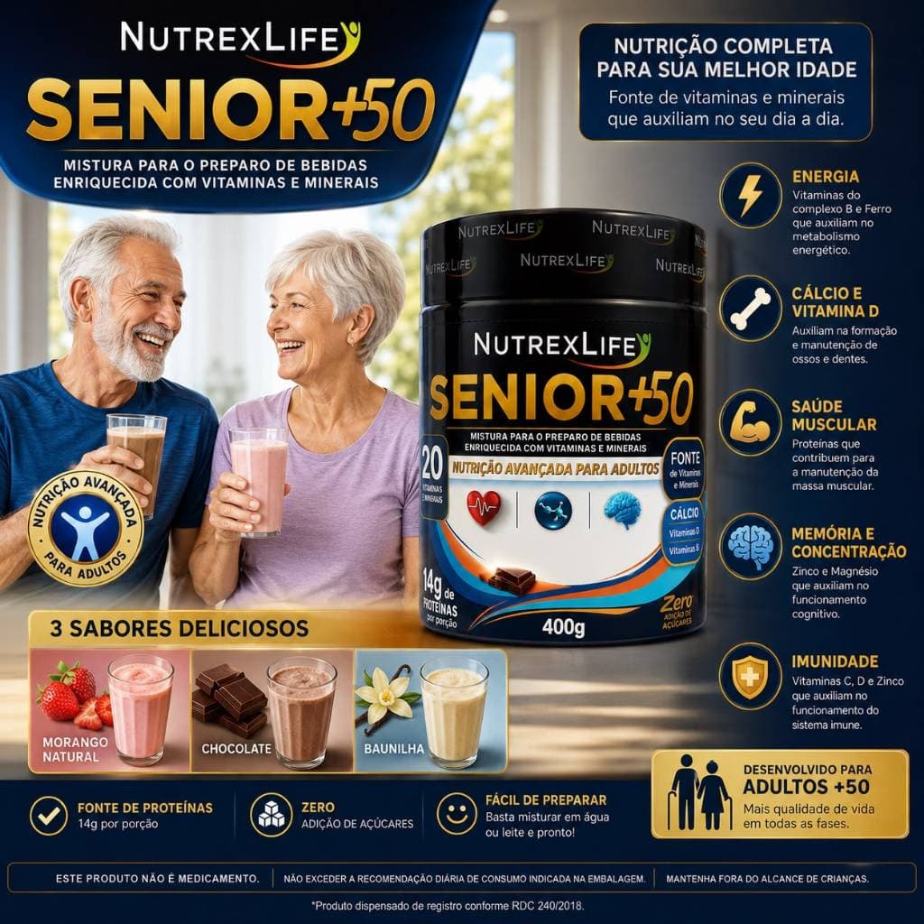 NutrexLIFE +50 400g – Nutrição Avançada para Longevidade - MELHOR DO BRASIL! ENVIO DIRETO DA FABRICA - ORIGINAL
