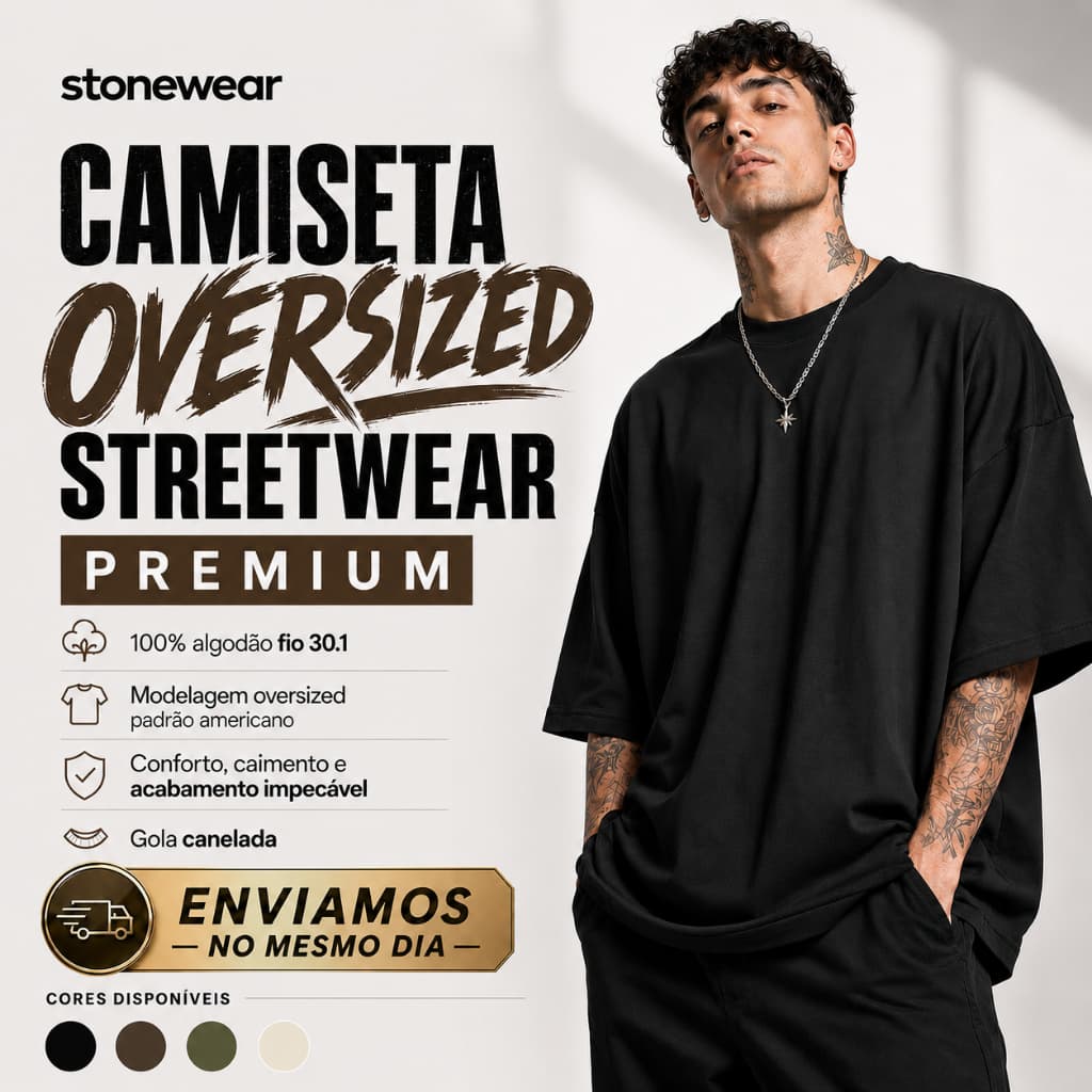 Camiseta Oversized Streetwear Masculina Premium