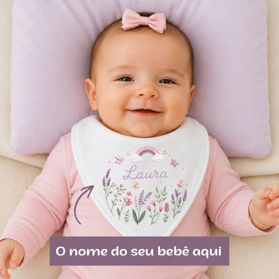 Babador Bebê Personalizado com Nome em Malha Bandana Enxoval Presente Maternidade