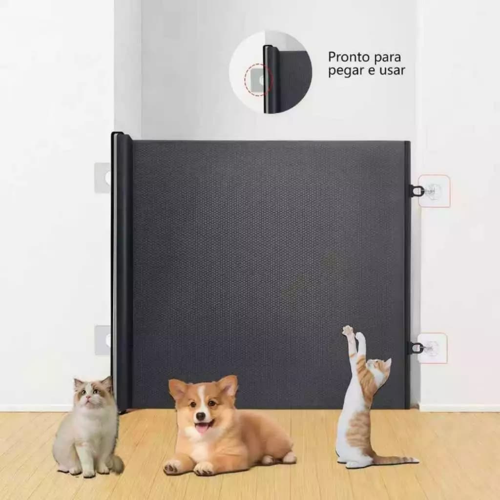 Tela Barreira Retrátil para Cachorro Gato e Bebê Portão de Proteção Ajustável Sem Furos Segurança Pet