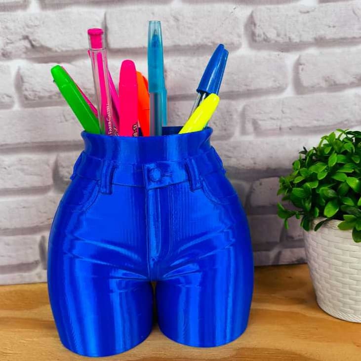 Porta Canetas Jeans ​Porta Caneta Shorts Jeans Divertido ​Organizador de Mesa Criativo 3D ​Porta Lápis Moderno