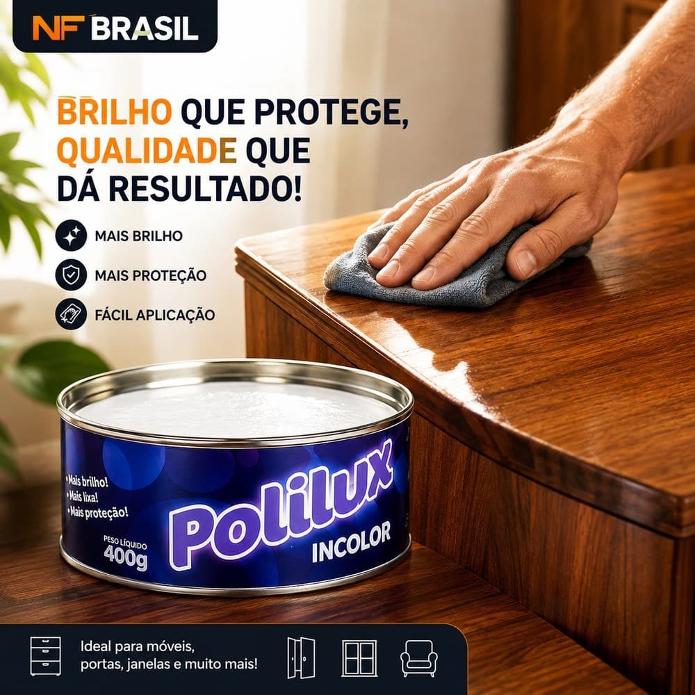 Cera Em Pasta Para Móveis De Madeira Polilux Incolor