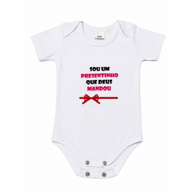 Body Bebê Menina Sou Um Presentinho Que Deus Mandou | Body Bebê Fofo Feminino | Presente para Bebê | RN P M G