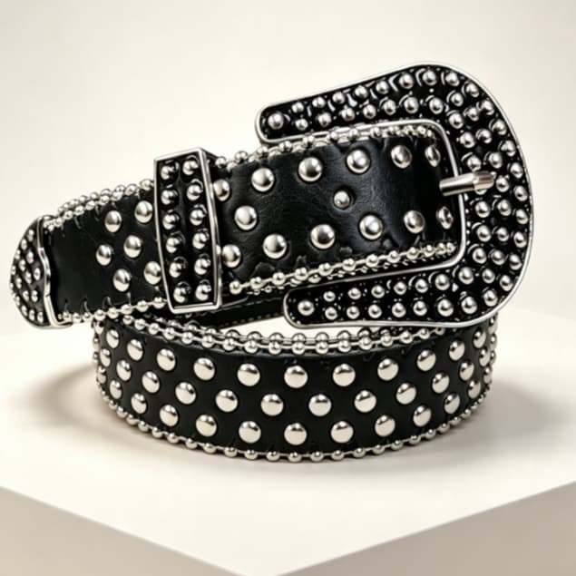 ACESSÓRIOS Cintos feminino 2.8cm De Moda Punk Rebite Incrustado-滴油边珠+满钉