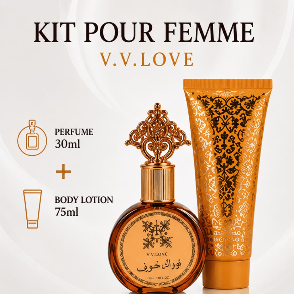 Perfume Árabe Feminino V.V Love 30ml Floral Âmbar Baunilha Almíscar Branco Fragrância Marcante Kit Perfume  Feminino