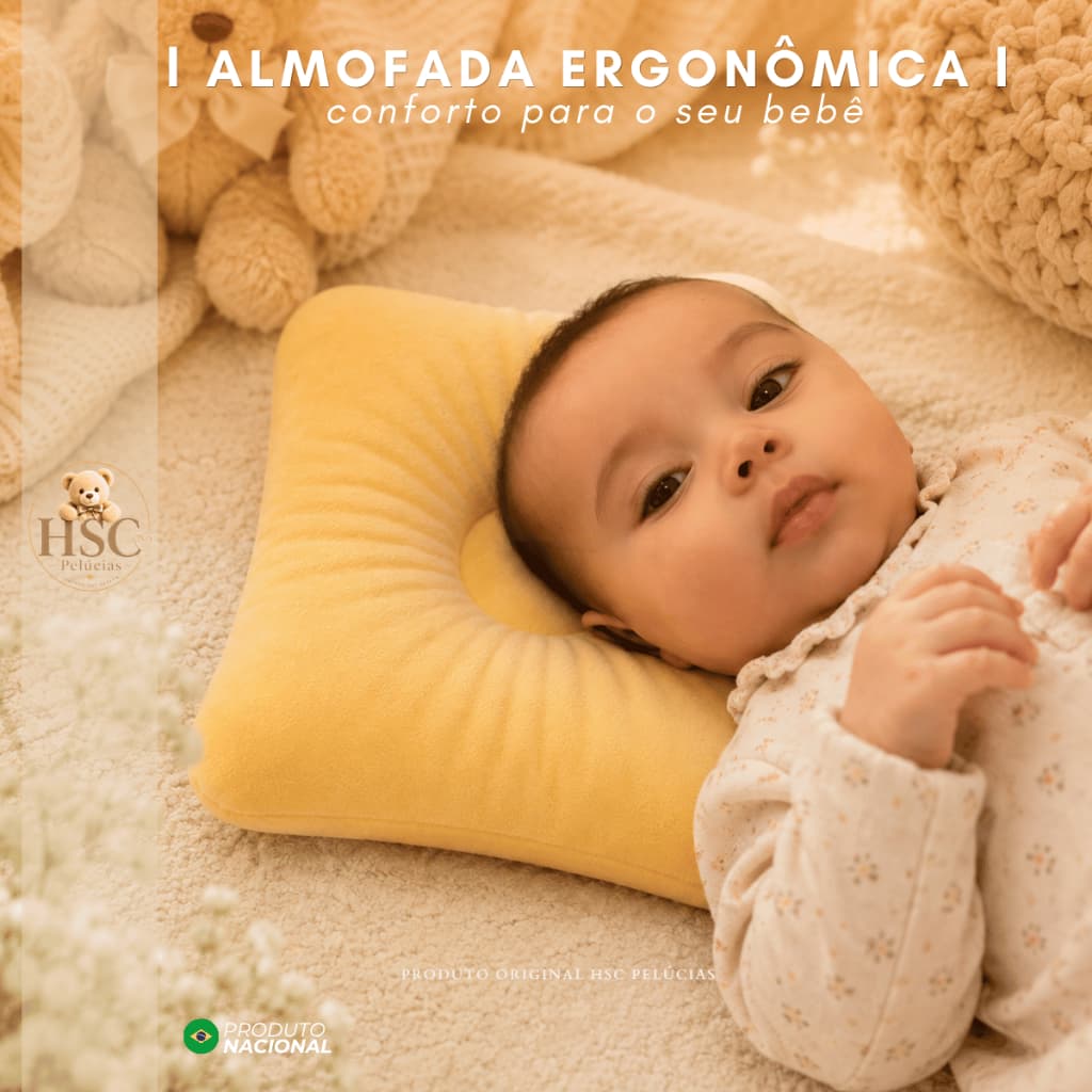 Travesseiro almofada anatomico modelador Plush 100% Algodao Bebe Menino Menina Neutro